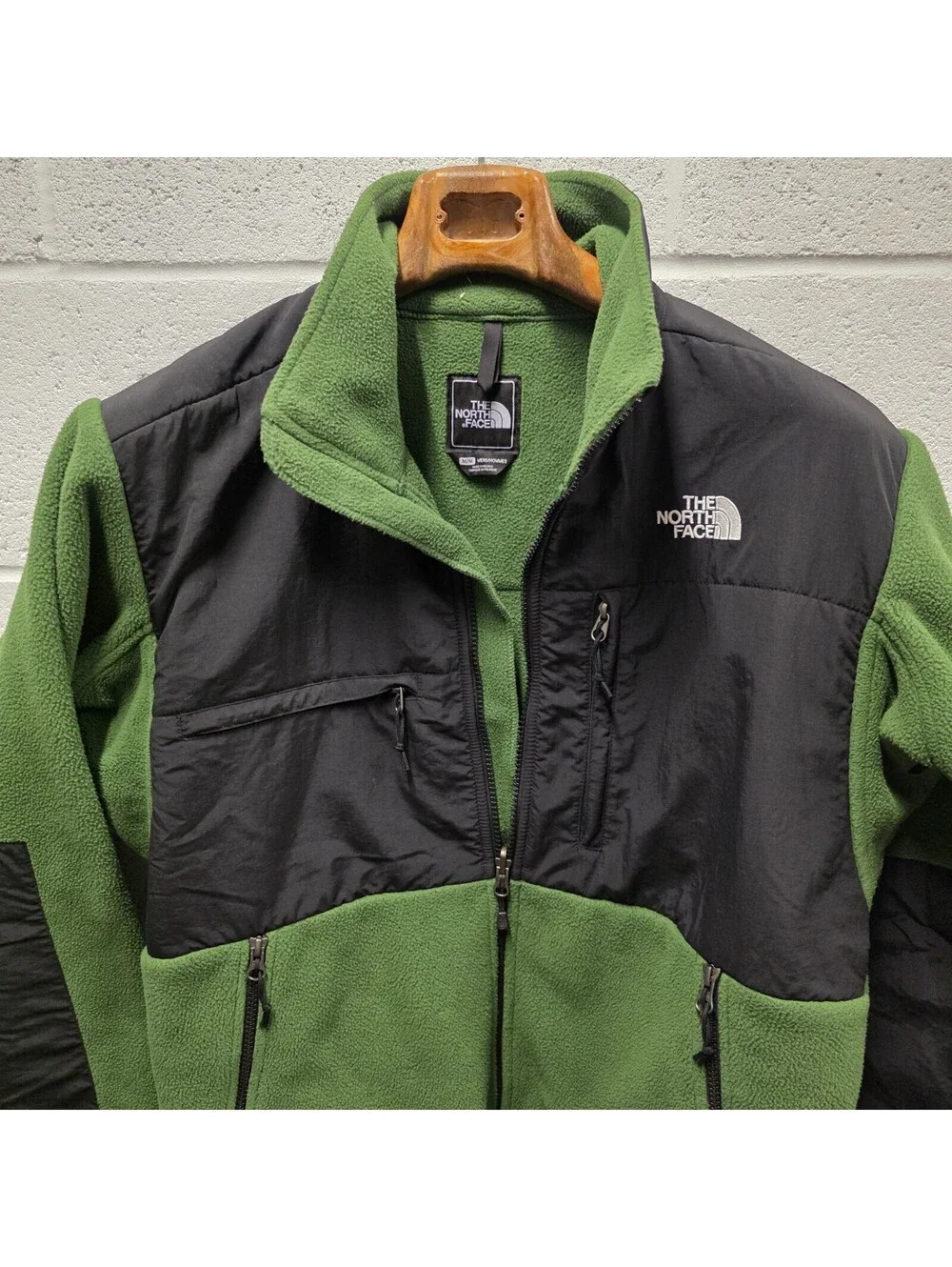 The North Face Jacket Men's Denali Hoodie Polartec Green Full Zip Hooded 24x31 M